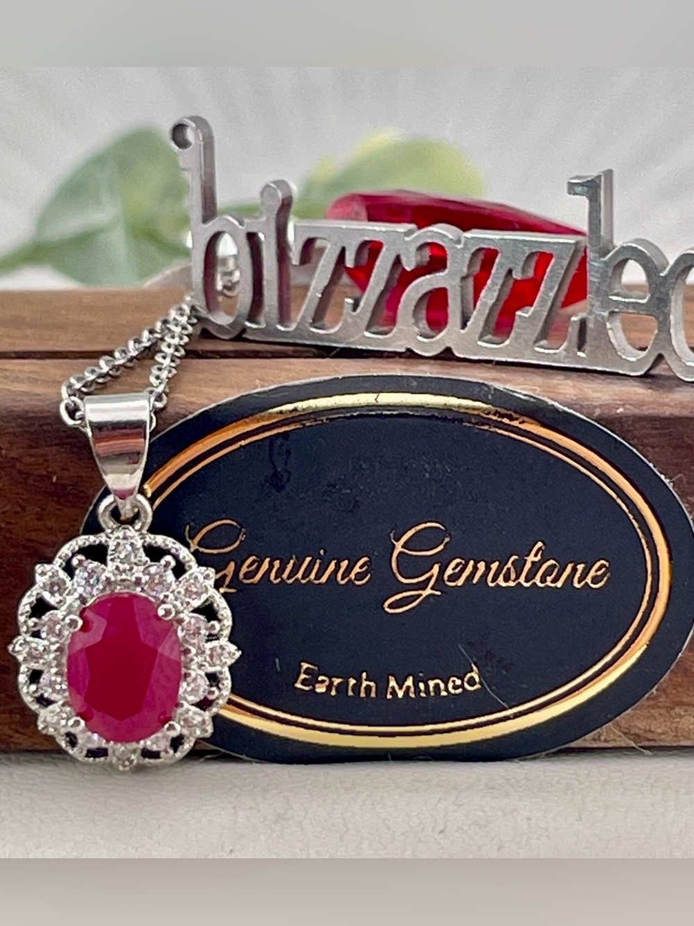 1.73ct Ruby Pendant Necklace Silver 925 adjustable chain 18"